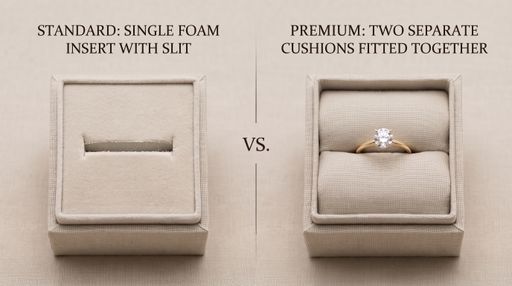 Custom Ring Box Inserts: Single Slit vs. Split Foam